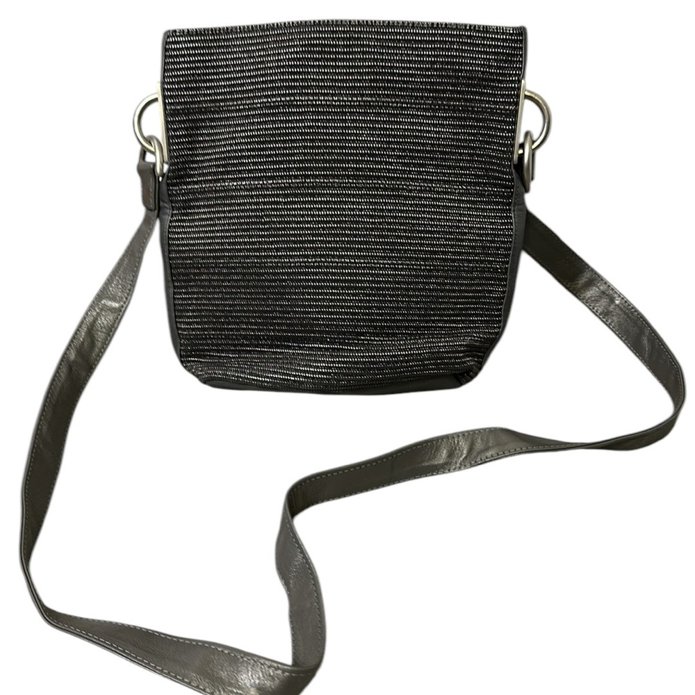 Americana Sharif Vintage Bucket Bag Handbag Purse Crossbody Gray Silver 9 inch
